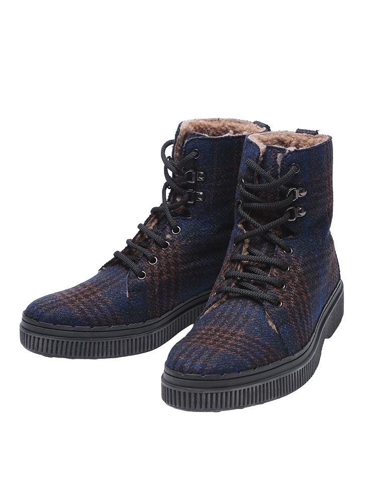 TOD S トッズ ツイード レースアップ ショートブーツ