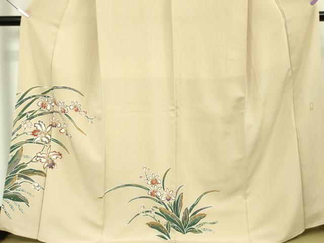 平和屋本店■超希少　染彩芸術の巨匠　皆川月華　訪問着　杜若　肌色地　金彩　縮緬地　逸品　DZAA4412kh5 平和屋本店□超希少 染彩芸術の巨匠 皆川月華 訪問着 杜若 肌色地 金彩