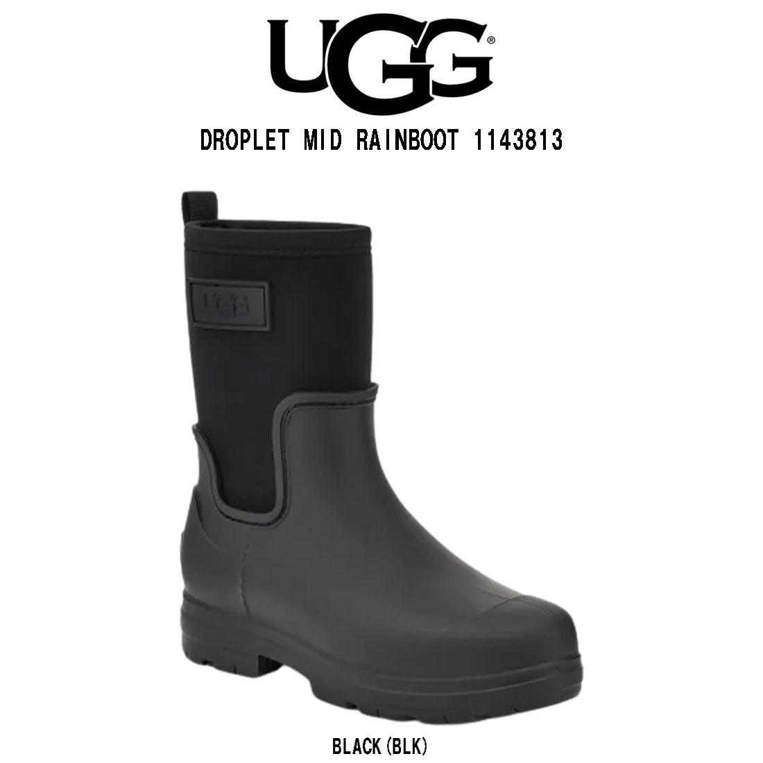 UGG アグ レインブーツ 長靴 滑り落ち ドロップレット ブラック