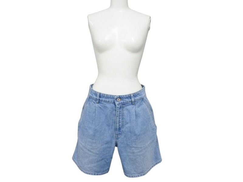 MIUMIU ミュウミュウ Denim Short Pants ロゴマーク入り デニムショートパンツ コットン サイズ38 4b007108