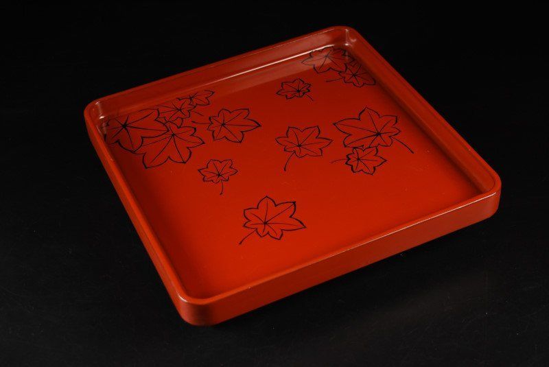 木製本朱塗 蒔絵紅葉文