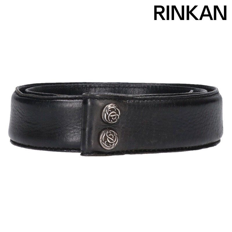 クロムハーツ 1.5 STRAP 1.5inchスクロールレーベルリベッツ レザーベルト メンズ 30