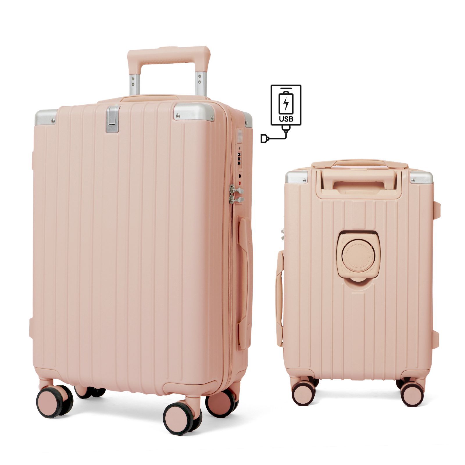 スーツケース キャリーケースusbポート カップホルダー付 Amazon.co.jp: スーツケース usbポート付き カップホルダー
