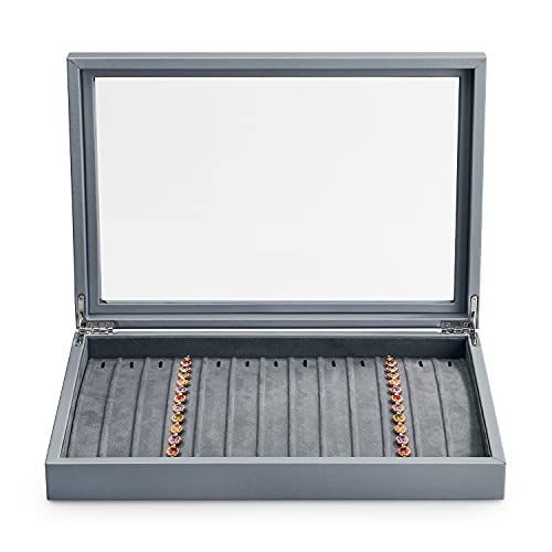 E：ブレスレット用 最高 グレー Oirlv ジュエリーボックス レザー 大