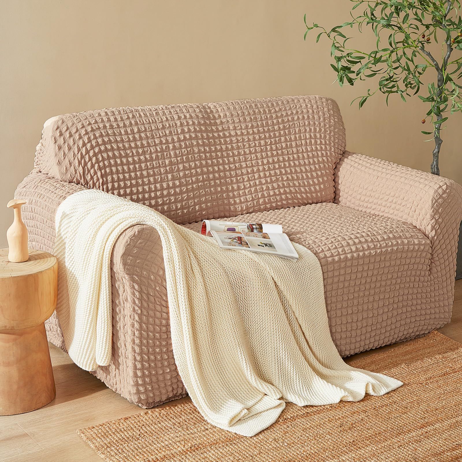 ソファカバー 三人掛け ベージュ フラワーベージュ カバーリング3P