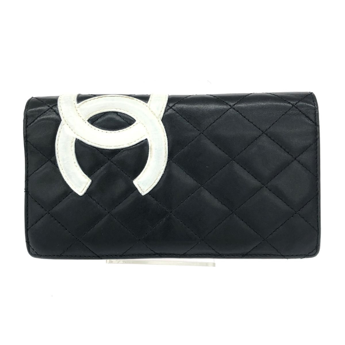CHANEL シャネル カンボンライン 財布 カードシール有9番台 ブラック