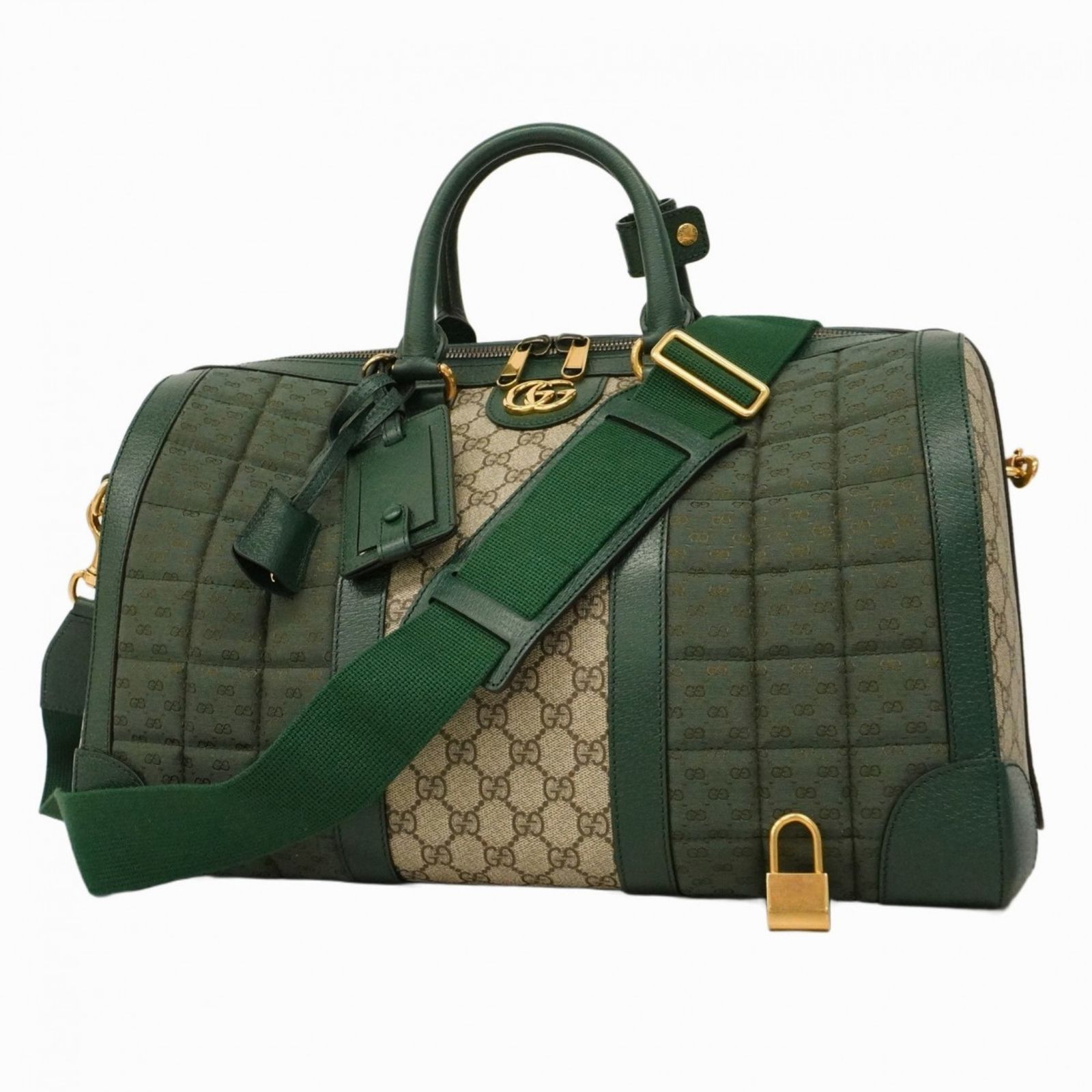 グッチ Gucci グッチ ボストンバッグ GGスプリーム マイクロGG 724642 ブラウン グリーン メンズ レディース