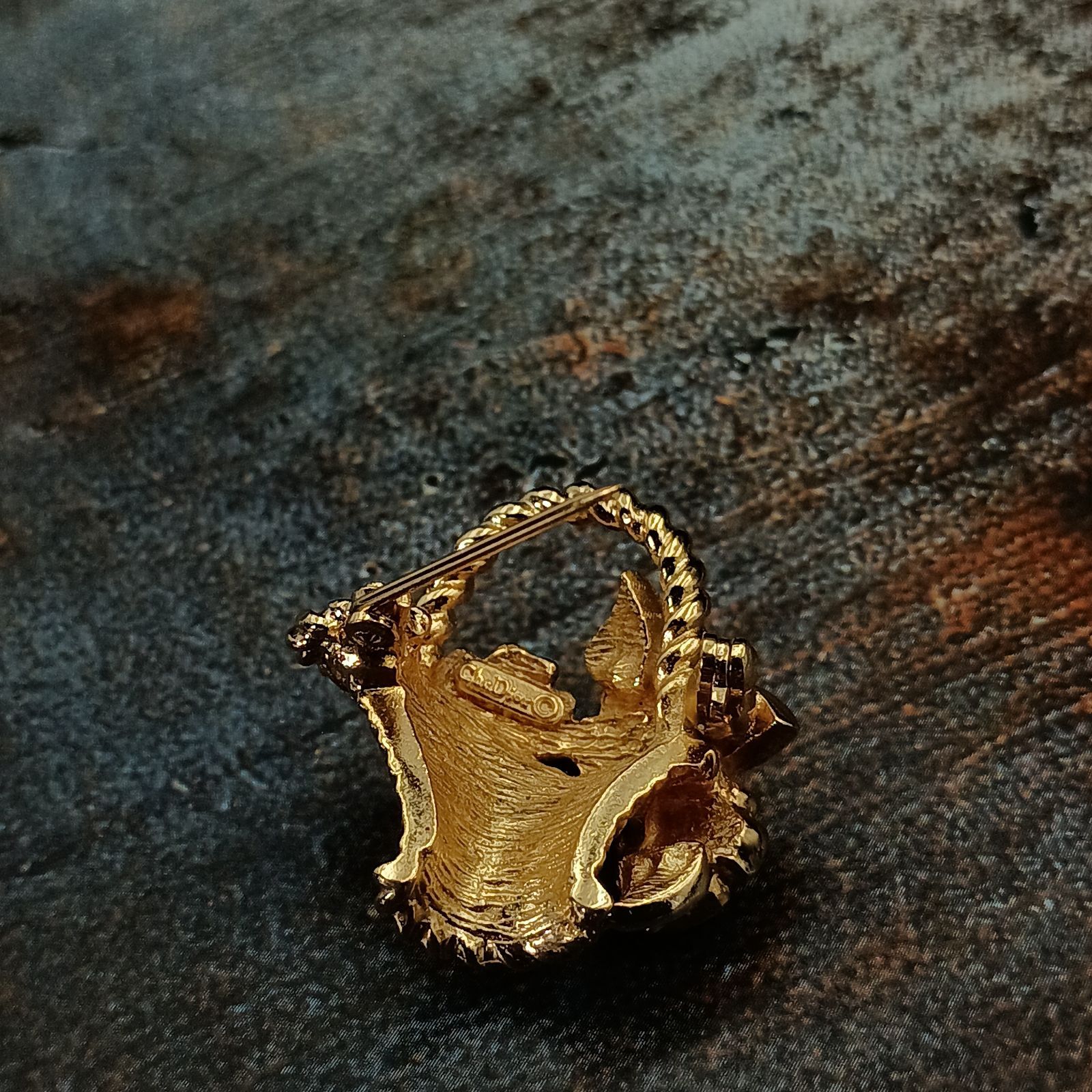 希少 Christian Dior ディオール ブローチ フラワーバスケット