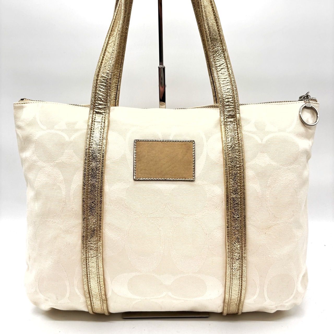 【美品】コーチ トートバッグ スパンコール レザー シグネチャー ゴールド ✨良品✨ COACH コーチ トートバッグ ハンドバッグ スパンコール