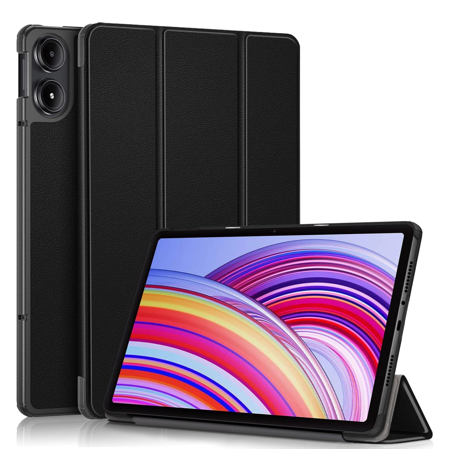 全面保護 軽量 マグネット内蔵 タブレットケース 滑り止め カバー 頑丈 用の スタンド機能 用の 三つ折 Pro Pro ビジネス風 Pad 衝撃緩和 Pad 手触り良い Redmi スクラッチ防止 Xiaomi ケース 上質PU