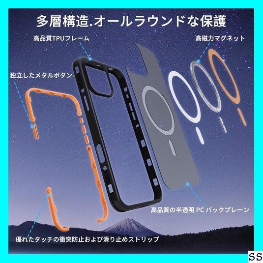 ☆在庫限り☆ coiwantung iPhone 16 Pro MagSafe ケース 耐衝撃 滑り止め アイフォン 16Pro スマホケース 新しい衝突防止ストリップ設計 フォーインワン構造設計米軍MIL規格 カバー マグセーフ ワイヤ 保護 オレンジ 89