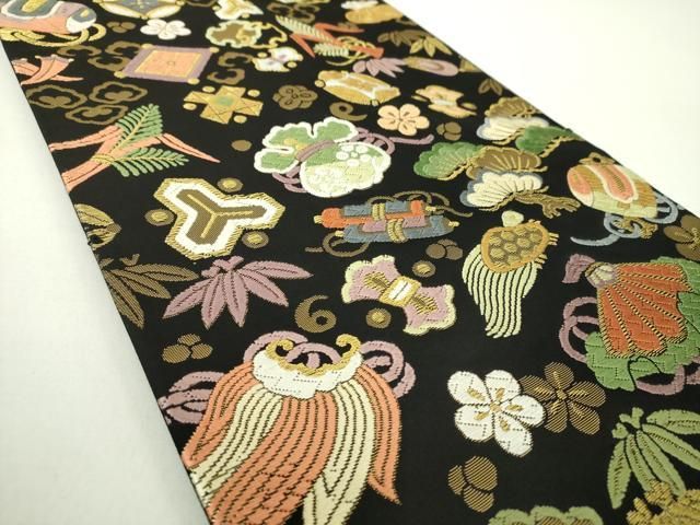 平和屋着物●六通柄袋帯　唐織　能衣七宝華文　全通箔　正絹　逸品　DAAY0302ob 平和屋着物○六通柄袋帯 唐織 能衣七宝華文 全通箔