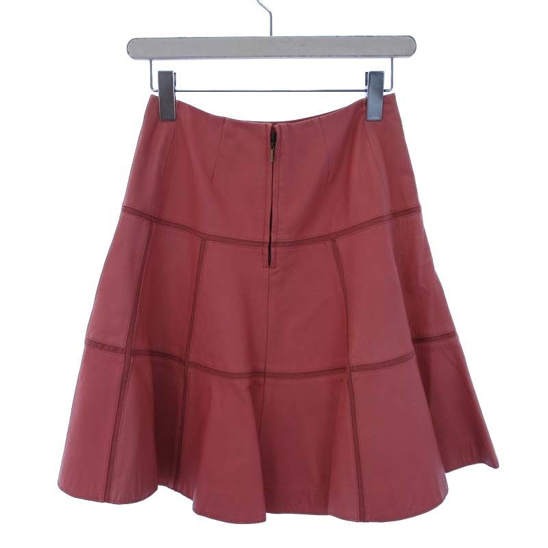 エポカ EPOCA ラムレザー ミニフレアスカート 38 S ピンク /☆K  