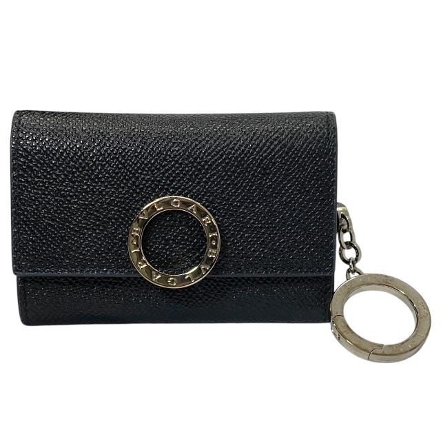 【美品】BVLGARI ブルガリ 289360 6連 キーケース キーリング ロゴクリップ レザー ブラック 黒