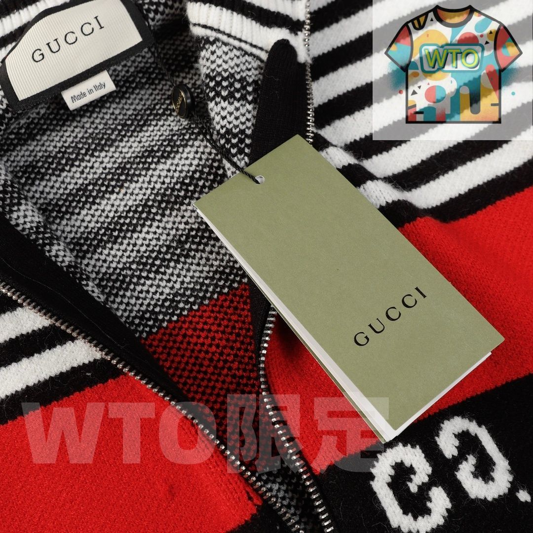 GUCCIジッブアップカーディガン GUCCI風 カラーブロック ジップアップカーディガン [本日特価