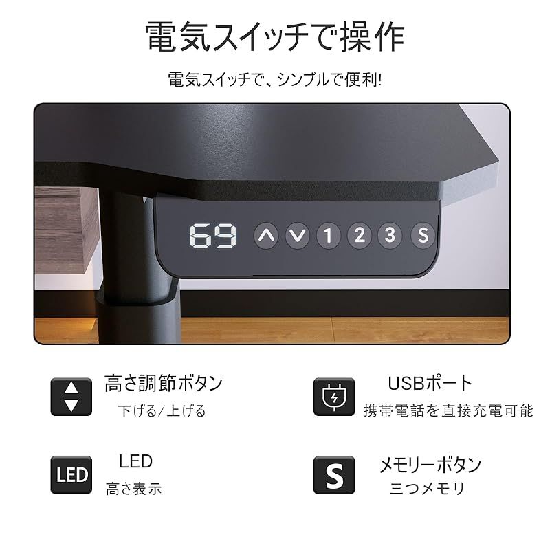 Radlove 昇降デスク パソコンデスク 電動昇降式デスクモーター2基 天板