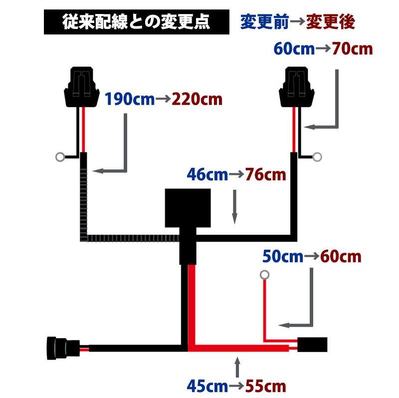 LED 電源強化 リレーハーネス ロング H16形状 ヒューズ飛び解消 大型車