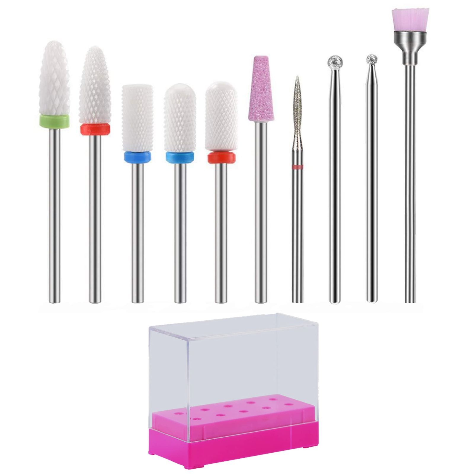 【特価商品】Felimoa ネイルマシン用ドリルビット ネイルアート ドリルビットスタンド付属 10種セット