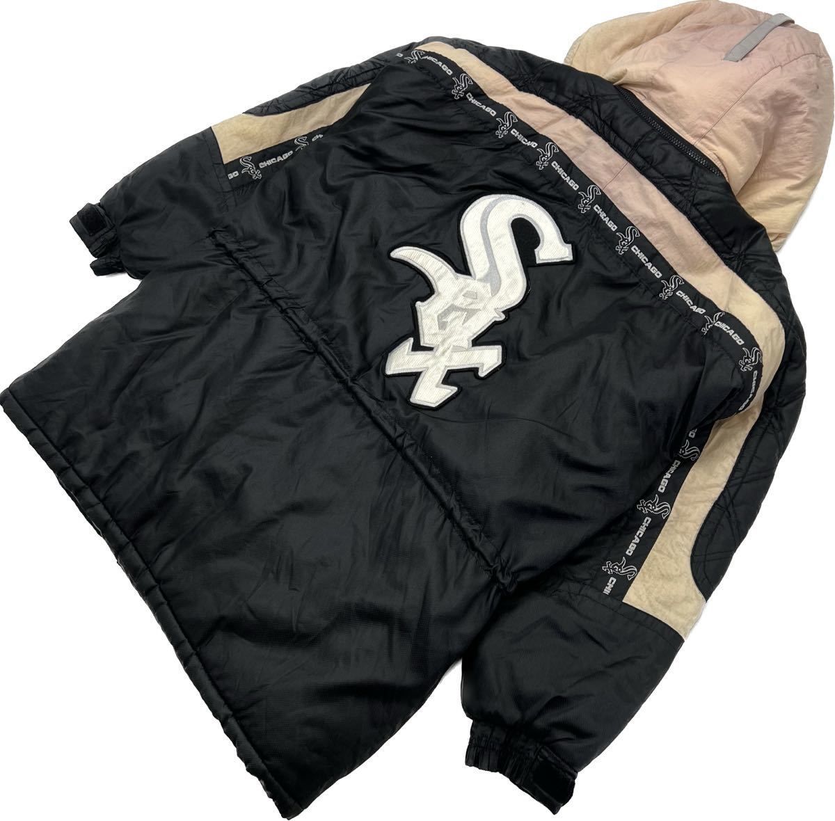 MLB CHICAGO WHITESOX ビンテージ ブラック ベンチコート ジャケット L 人気 古着 メジャー 野球 シカゴ ホワイトソックス CG233