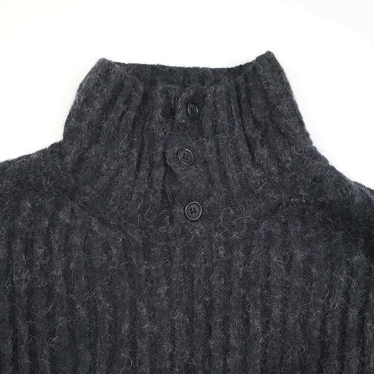 Yohji Yamamoto POUR HOMME ヨウジヤマモト プールオム 18AW ハイネックアルパカニットセーター HV-K15-881 チャコール系 3 Yohji Yamamoto POUR HOMME ヨウジヤマモト プールオム 18AW