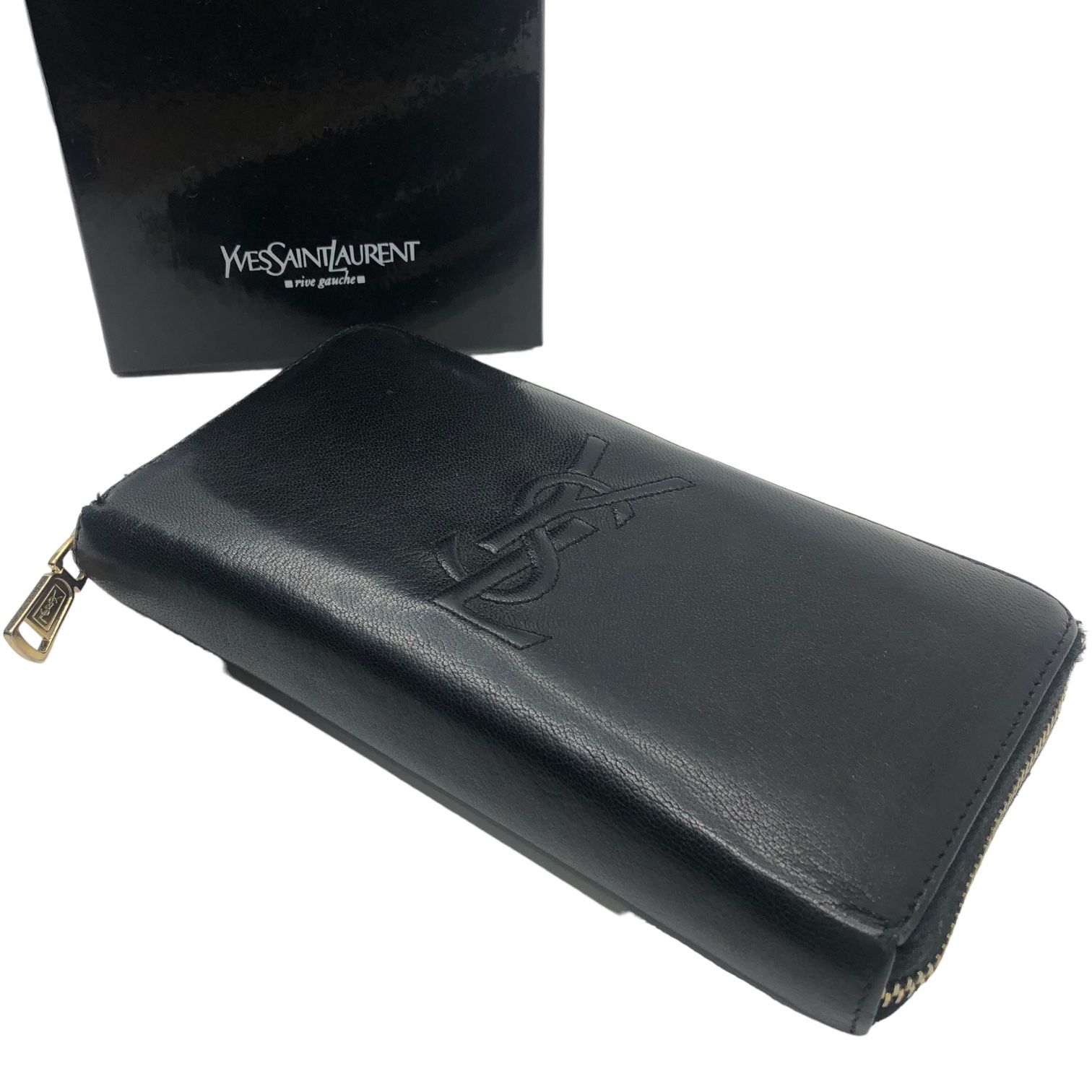 YVES SAINT LAURENT(イヴサンローラン) Logo round zipper leather long wallet ロゴ ラウンド ファスナー 長財布 352904 ブラック