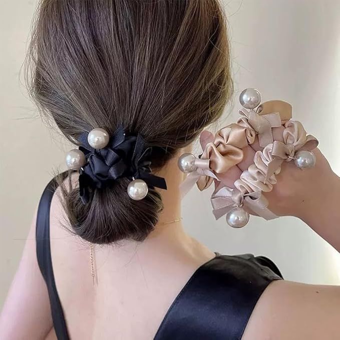 華やかシュシュ上品エレガント大人 ヘアアクセサリーダイヤヘアゴム 