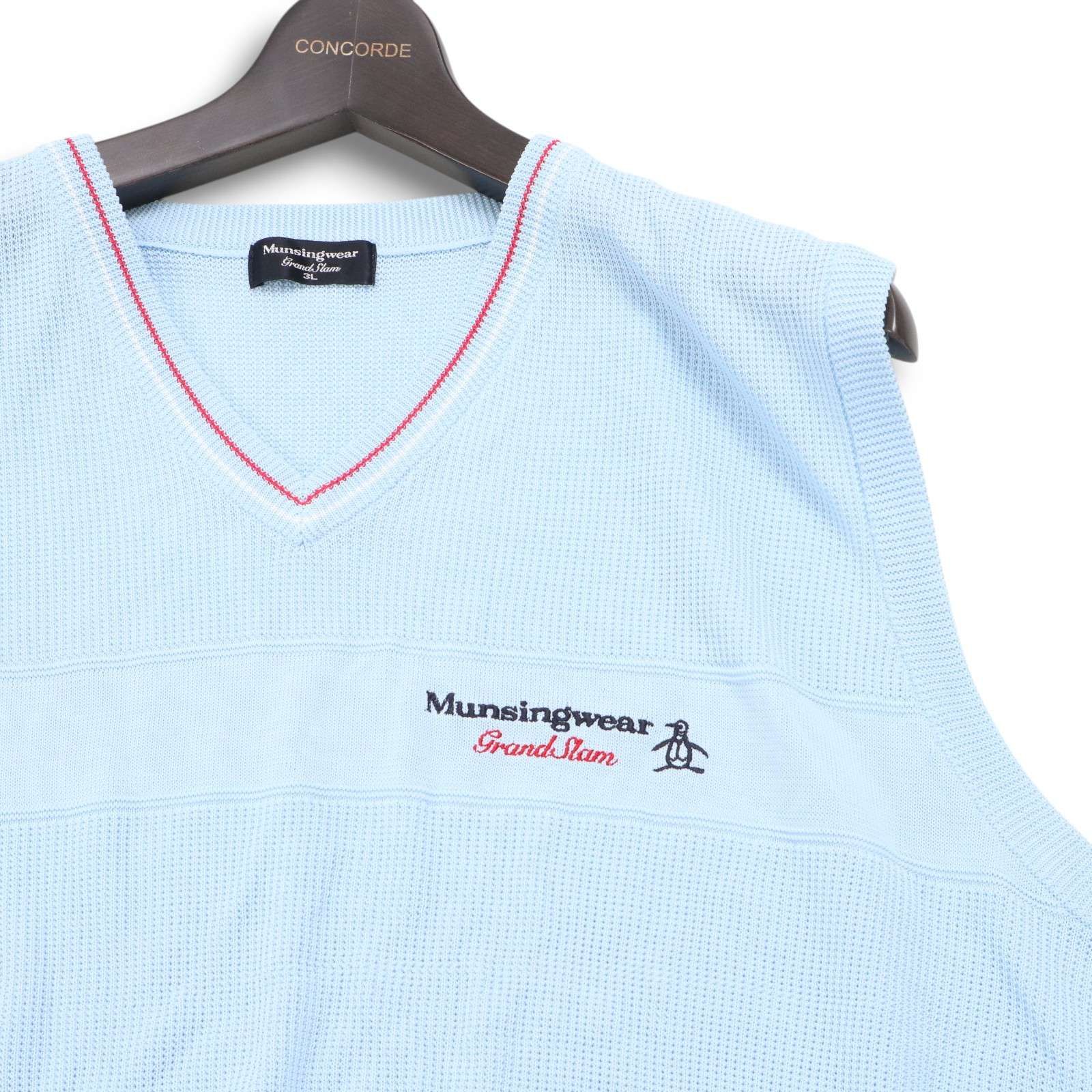 61 美品 大きいサイズ munsingwearGOLF ベスト Munsingwear マンシングウェア ゴルフ 通年 ロゴ刺繍☆ 切替