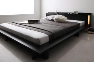 照明付き 棚付き コンセント付き フロアベッド ローベッド SPERANZA スペランツァ スタンダードボンネルコイルマットレス付き セミダブルサイズ セミダブルベッド セミダブルベット マットレ