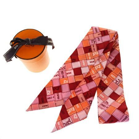 送料無料 【中古】 美品 エルメス HERMES ツイリー スカーフ チェック