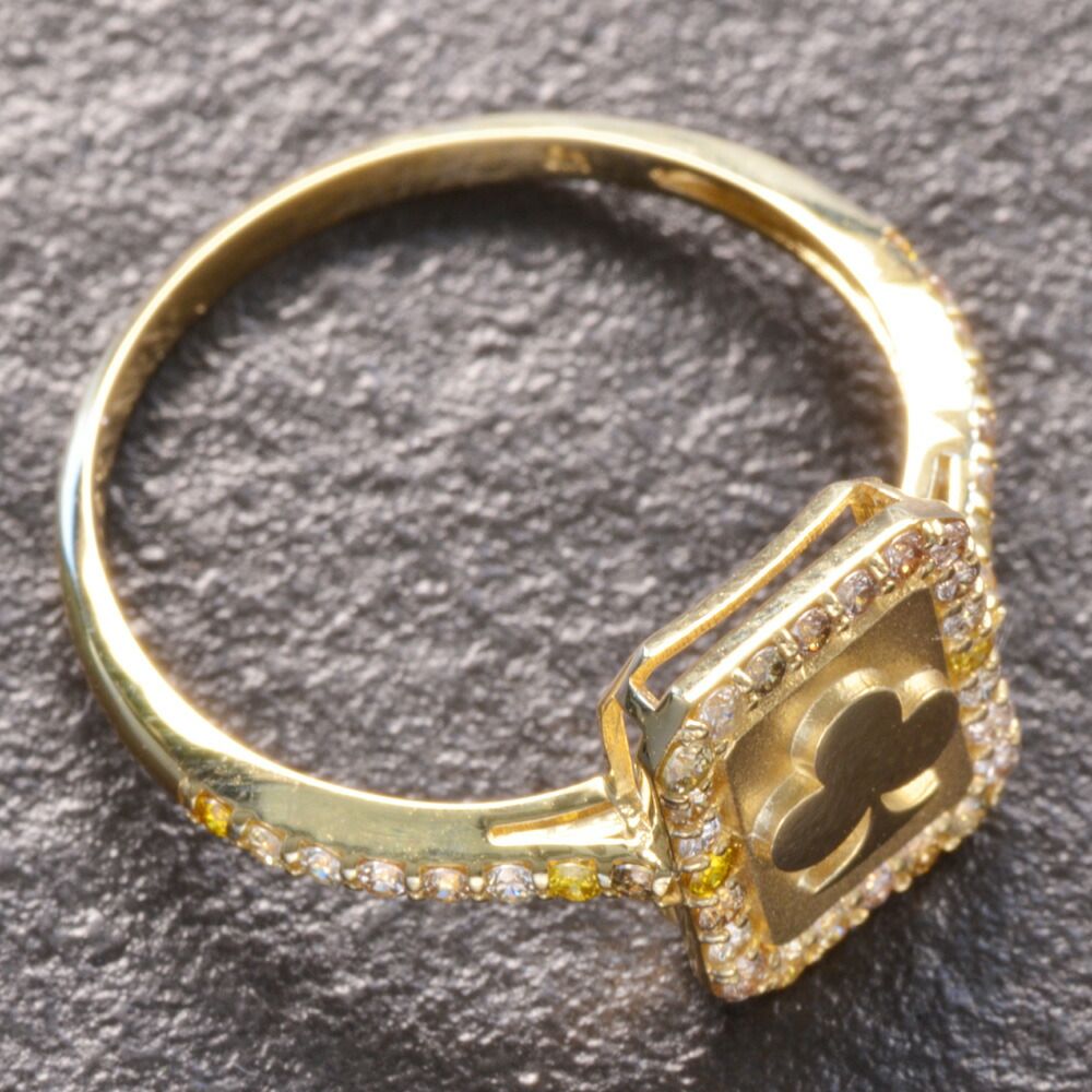 値打ちのある 指輪 メンズ ピンキーリング K18 18金 18k ダイヤモンド トランプ クラブ クローバーモチーフ イエローゴールド 細身 ジェンダーレス 小指用 マート メルカリShops店