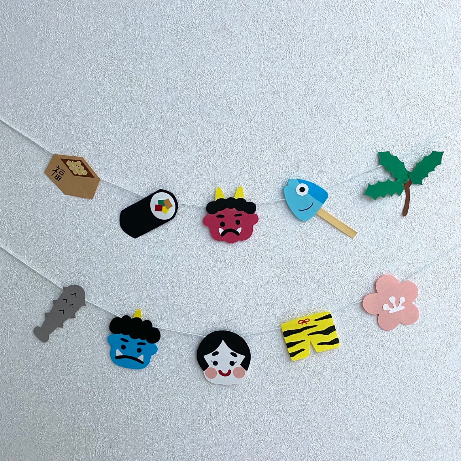 ガーランド 節分 ハンドメイド  節分オーナメント ※限定価格中 ハンドメイド】節分ガーランド フェルトの通販 by あずきちくん