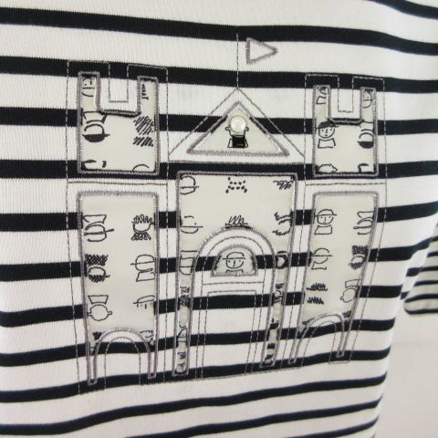 スタジオピッコーネ STUDIO PICONE カットソー Tシャツ 半袖 ボーダー 白 38 *T288 レディース スタジオピッコーネ STUDIO PICONE カットソー Tシャツ 半袖