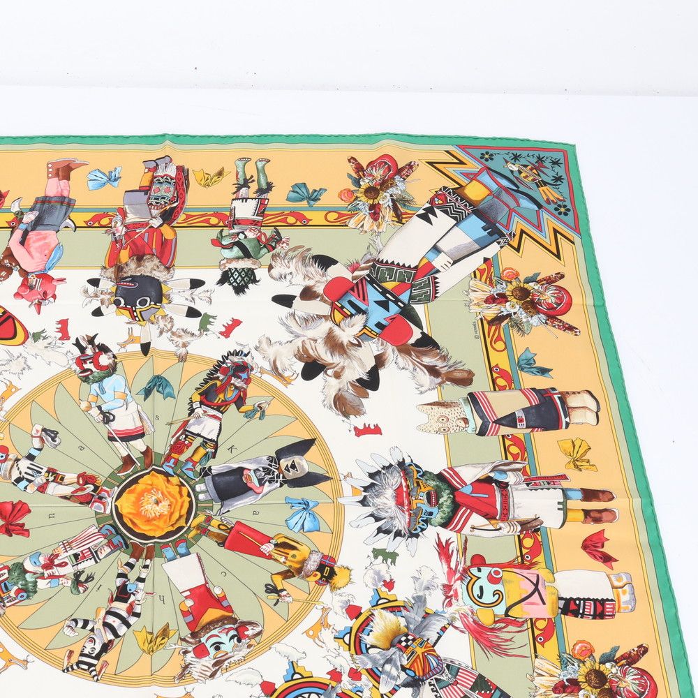 極美品 エルメス タグ付 カレ 90 Kachinas カチナ インディアンの