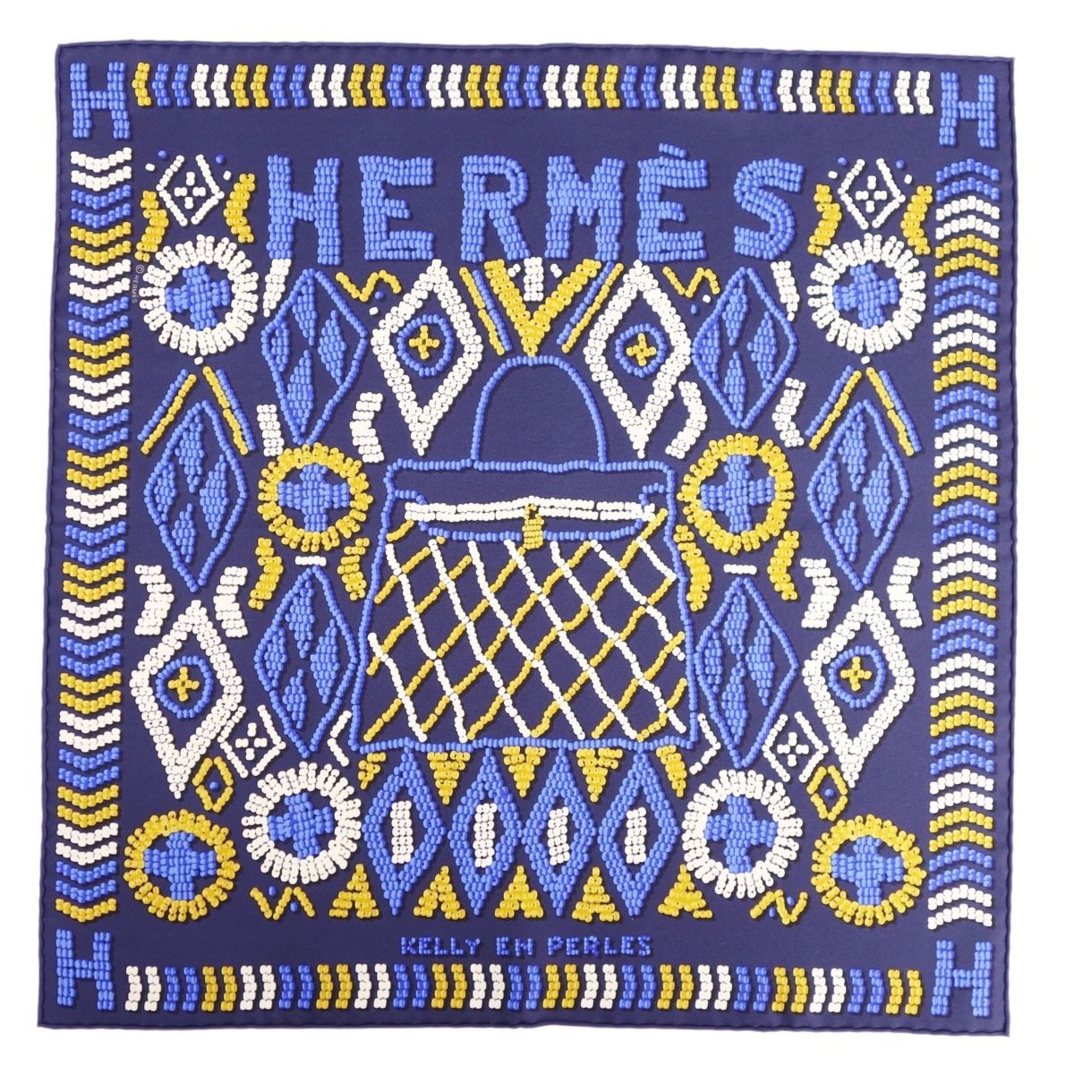 極美品 エルメス HERMES スカーフ カレ45 KELLY EN PERLES 真珠ででき