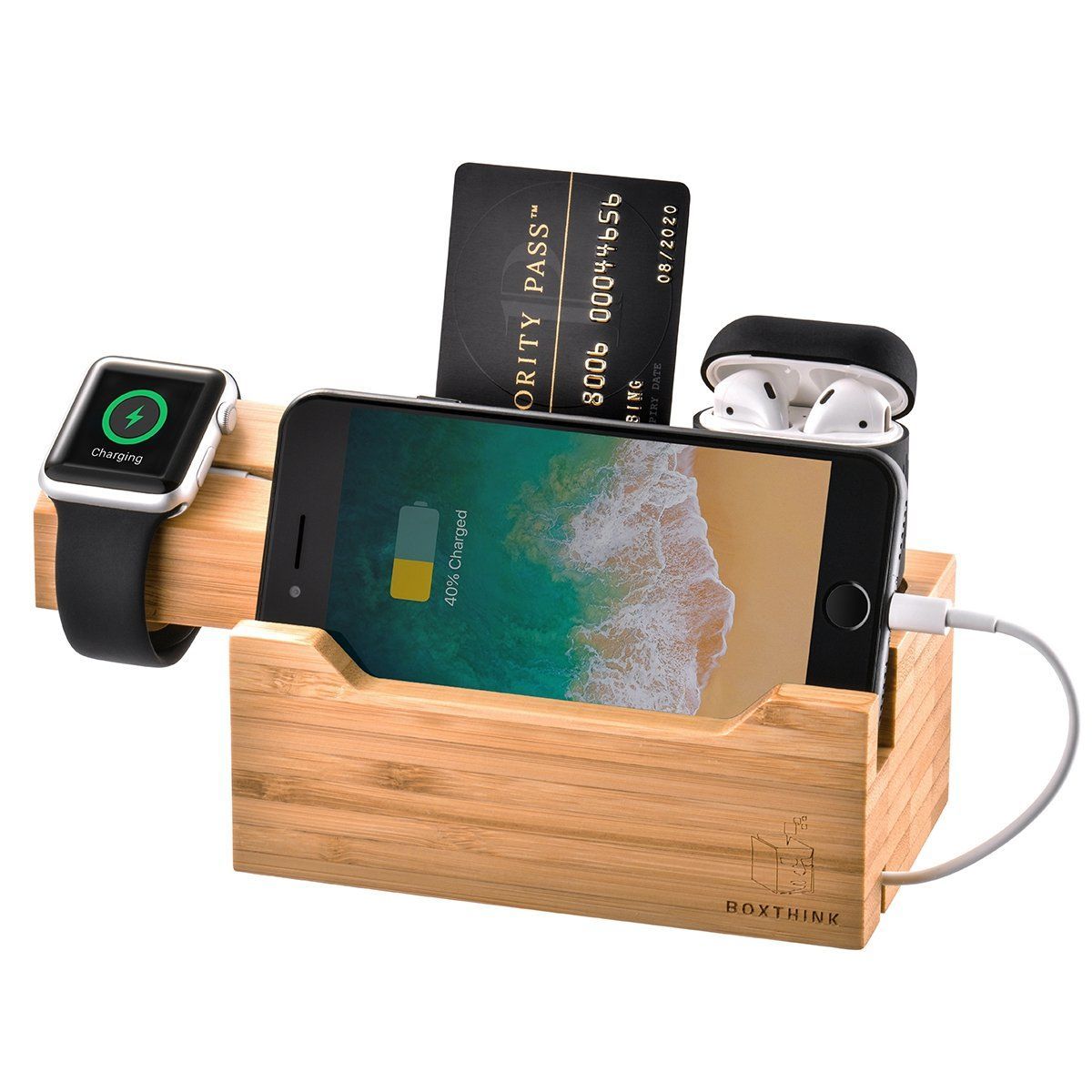 【新着商品】ZeroElec 充電ドック エアポッド Apple Watch 充電器スタンド 竹材 充電ステーション デスク整理 AirPods/Apple Watch 3/2/1/iPhoneに対応