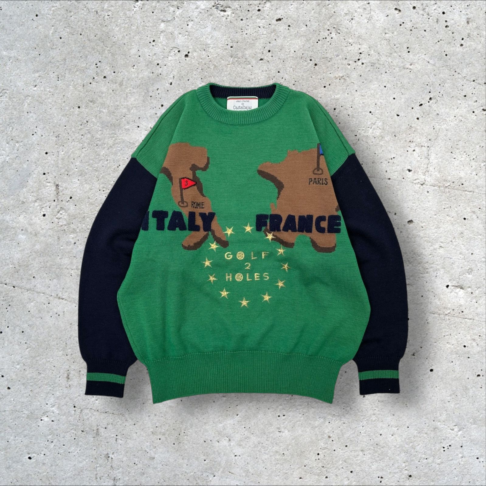 美品 Castelbajac イタリア フランス ゴルフ デザイン ウール ニット 