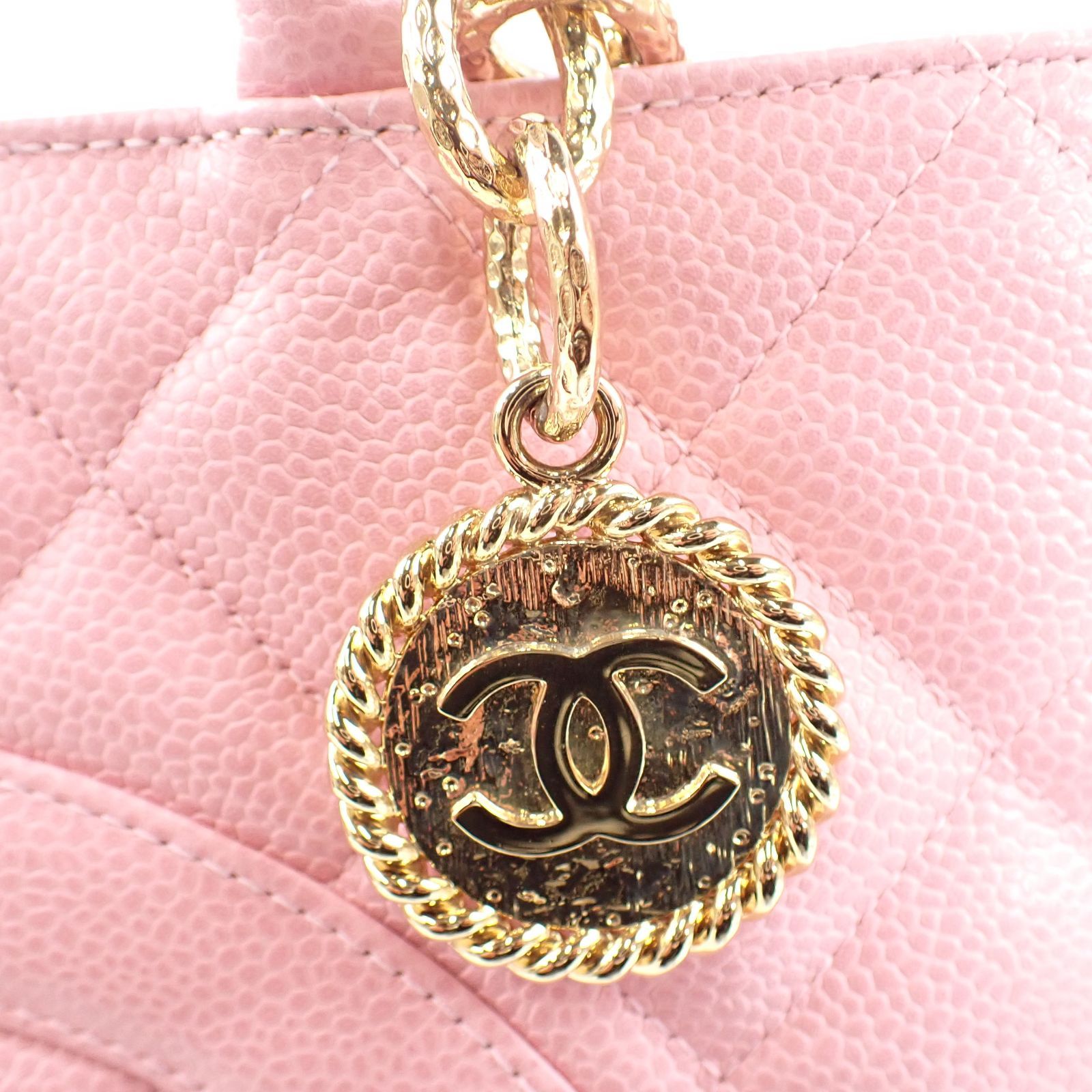 【美品】CHANEL シャネル 復刻トートバッグ キャビアスキン ピンクベージュ CHANEL シャネル 復刻トート ピンク キャビアスキン/ゴールド