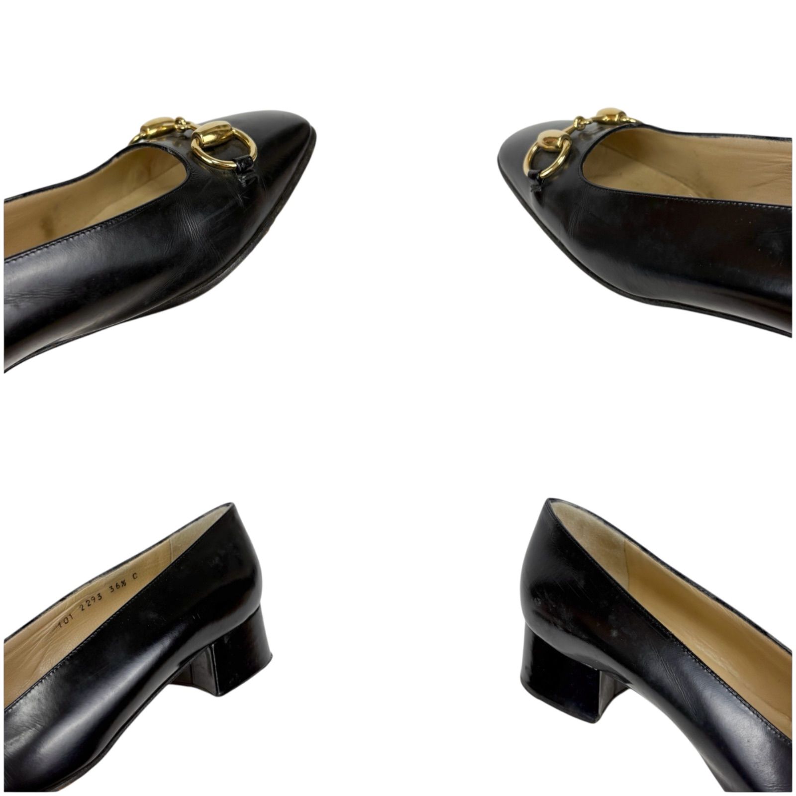 グッチ GUCCI ホースビット パンプス レザー ブラック 黒 36