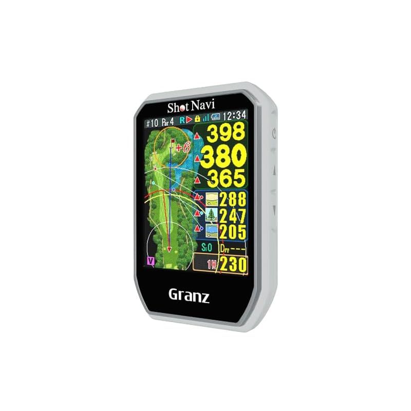 Shot Navi ショットナビ Granz WH ゴルフGPS タッチパネル どでか文字 超軽量54g 最新鋭GPSチップ搭載 みちびきL1S対応 競技モード 高低差 充電式 白 S