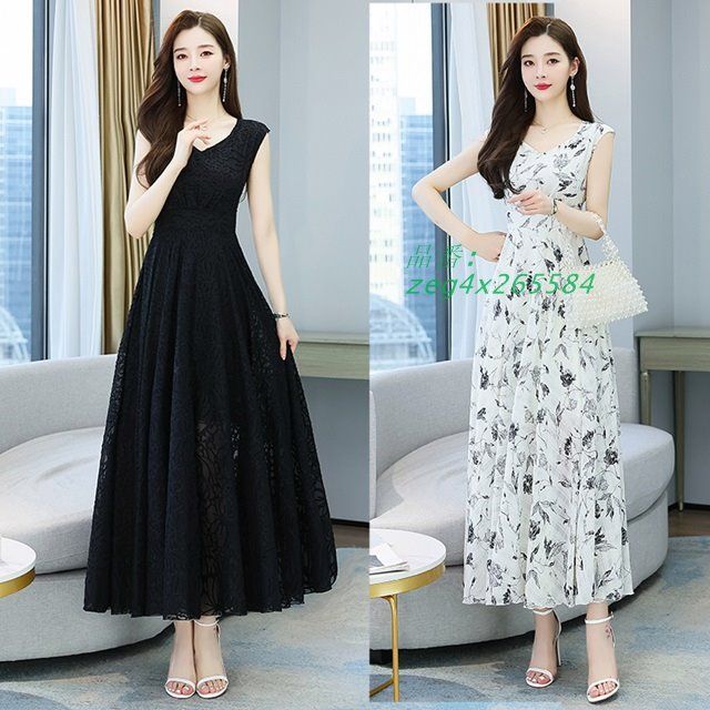 ワンピース 大きいサイズ 3L 4L 5L きれいめ お呼ばれドレス パーティードレス Vネック ロング丈 黒 ワンピース 結婚式 花柄 ワンピース 無地 フレンチスリーブ zeg4x265584