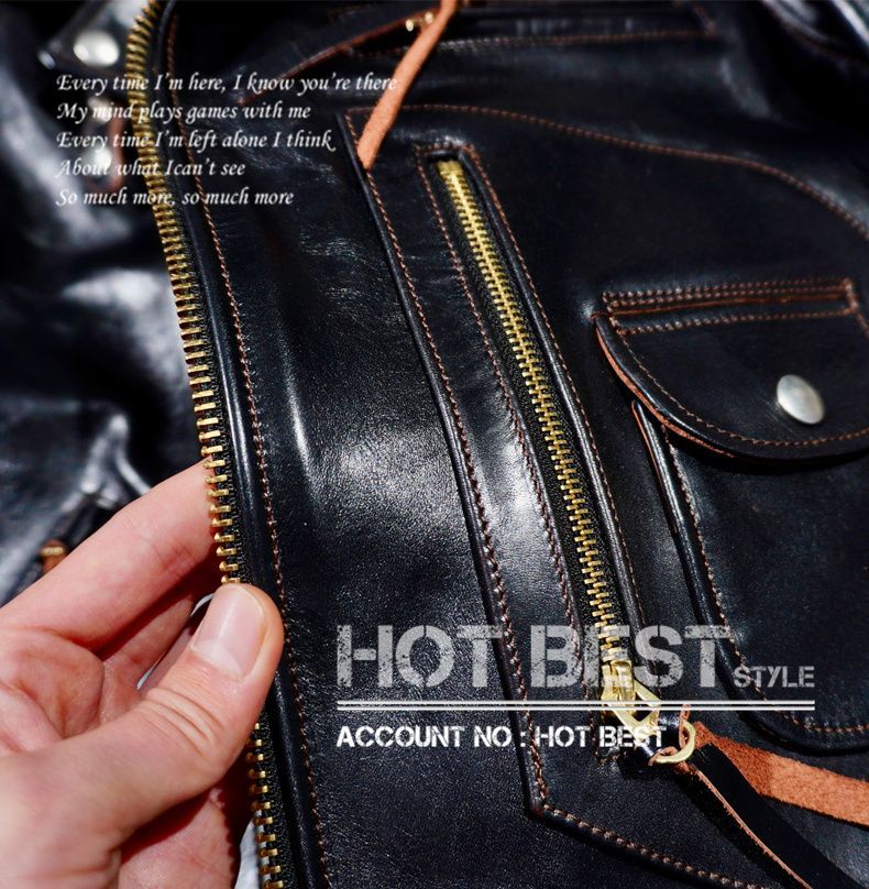 1.4mm茶芯カウハイド 50's J-24タイプ ダブルライダース メンズ 革