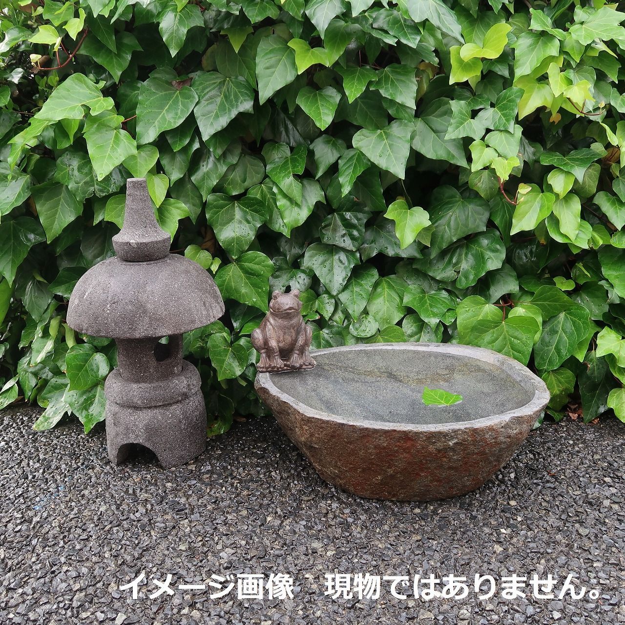 ③つくばい　54㎝✖️43㎝　引き取り限定 天然石をくり抜いた手水鉢 リバーストーン M 44X39 つくばい