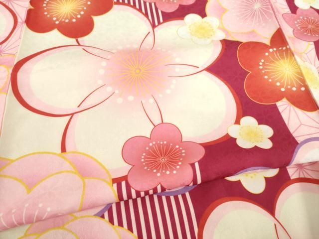 平和屋着物●小振袖　二尺袖　舞花文　洗える着物　未使用　AABB3203ck 平和屋着物○小振袖 二尺袖 舞花文 洗える着物 未使用 AABB3203ck