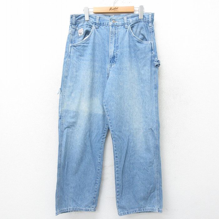 W35/古着 ポインター ペインター パンツ メンズ 90s コットン 薄紺 ネイビー デニム 24jun19 中古 ボトムス ロング