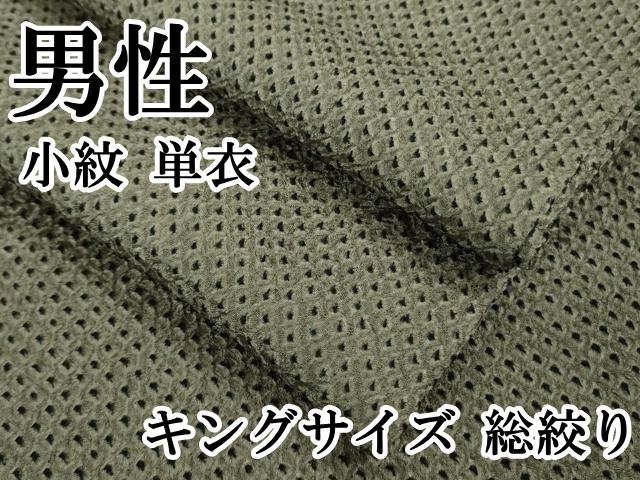 平和屋本店 上 男性 小紋 単衣 キングサイズ 総絞り DZAB0346kh5