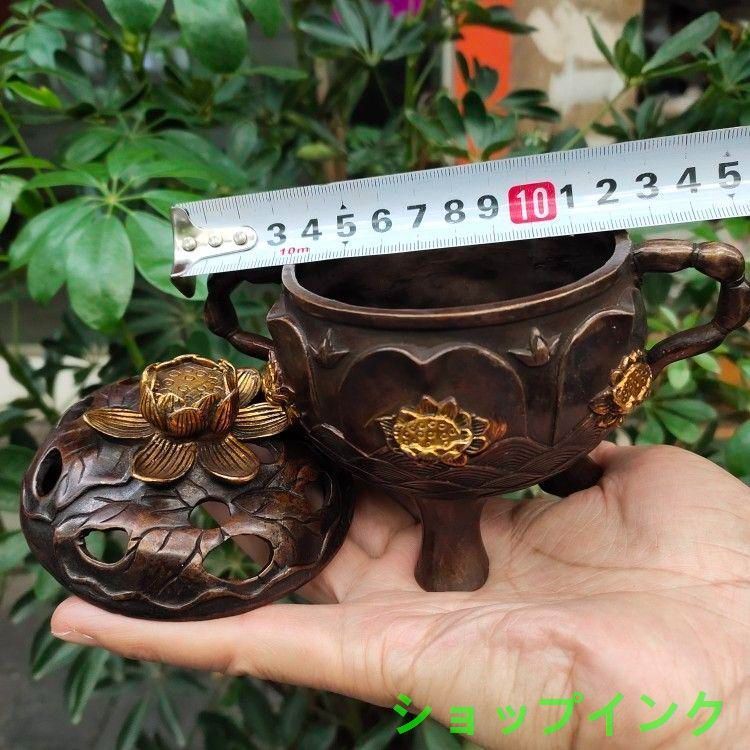 三本足の耳蓮の香炉 蓮の葉炉 装飾品 工芸品 三本足の耳蓮の香炉 蓮の葉炉 装飾品 工芸品