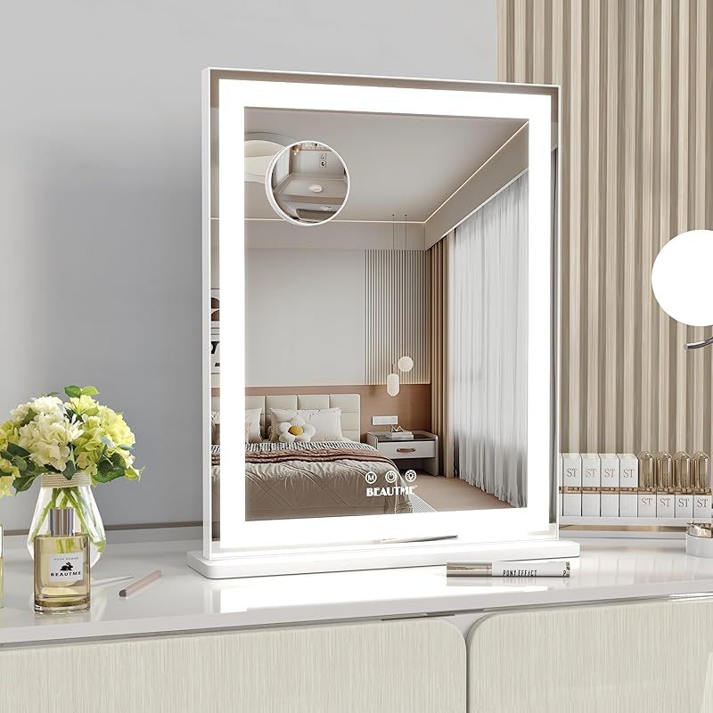 ANYHI 女優ミラー ハリウッドミラー ミラー(56.2x72cm,シルバー) ANYHI 女優ミラー 化粧鏡 ハリウッドミラー 三色照明モード 明るさ調節