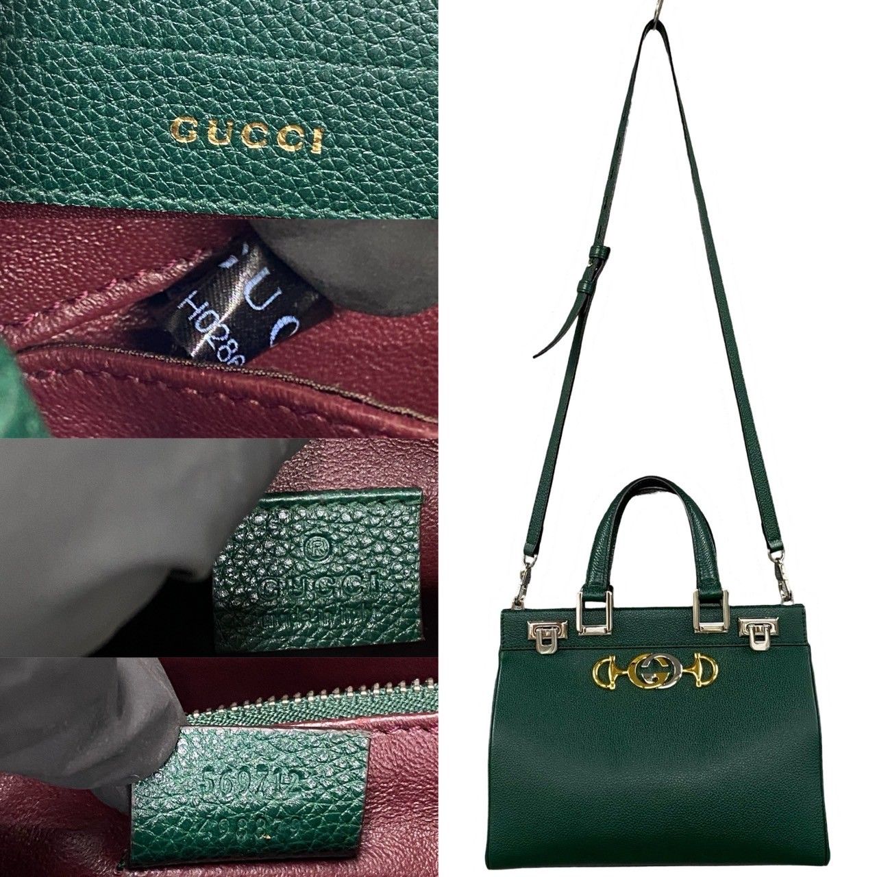 ほぼ未使用 袋付 GUCCI グッチ ズゥミ スモール トップハンドルバッグ GG ロゴ レザー 2way ハンドバッグ ショルダーバッグ グリーン  c17-6 - メルカリ