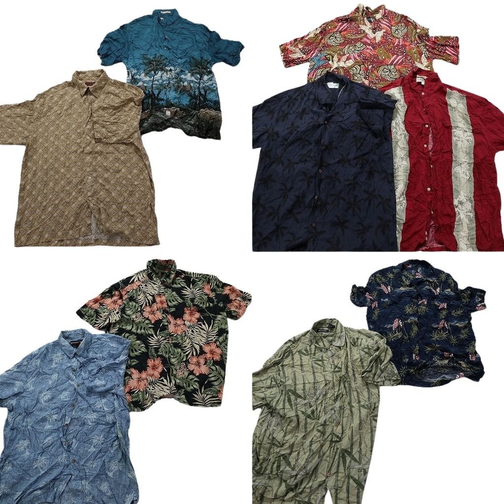 古着卸 レーヨン系 アロハシャツ 半袖シャツ 10枚セット メンズ L 開襟シャツ ボックスシルエット 古着 NA3229