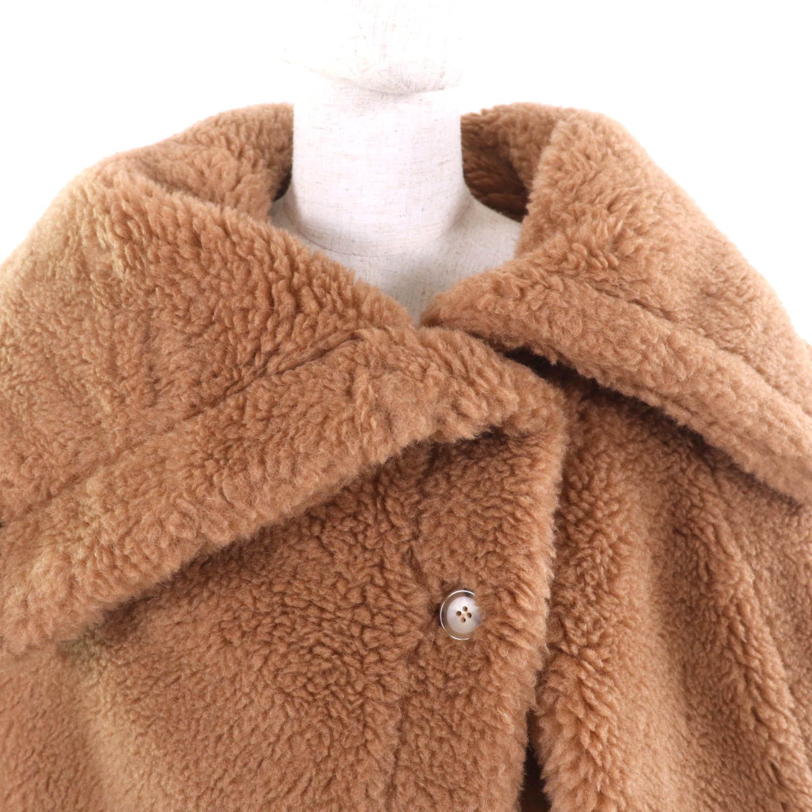 Max Mara TEDDY TEBE シルクケープ ポンチョ キャメル ウール MaxMara【TEBE】最新作 テディベア ケープ キャメル☆関税込み